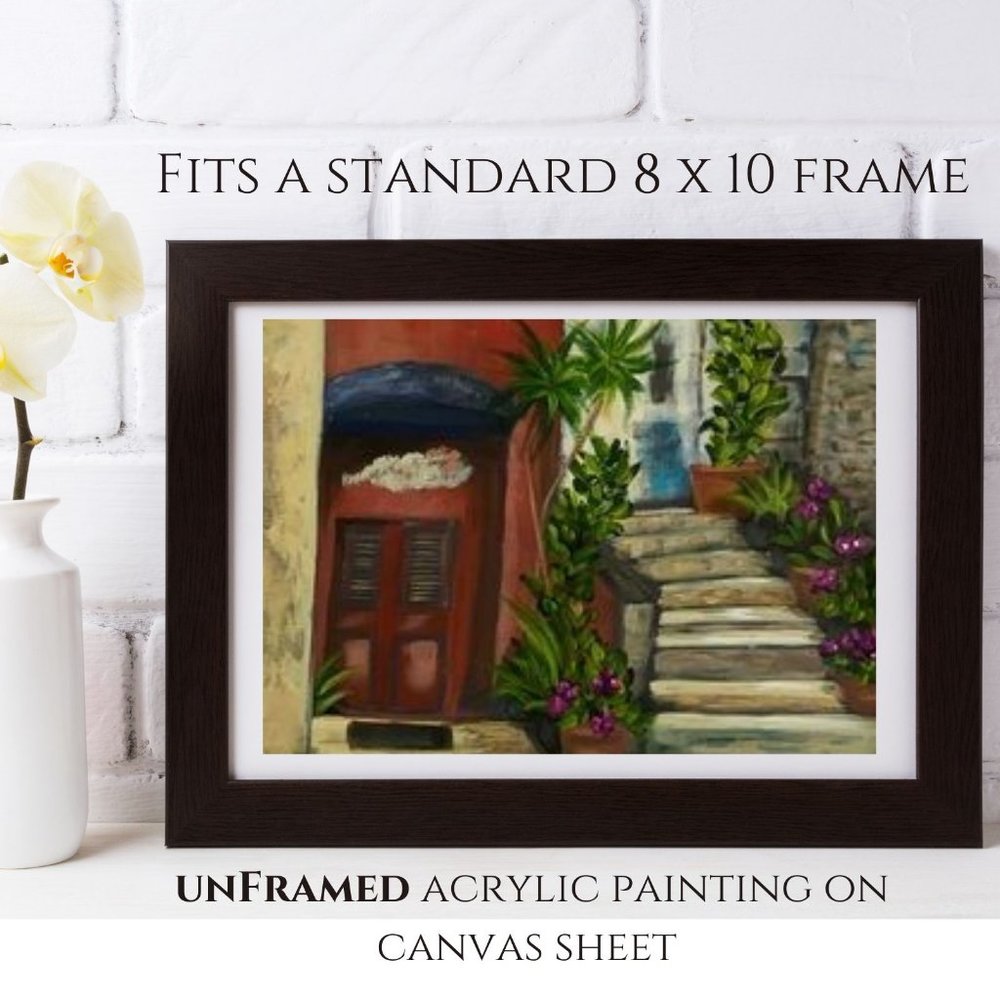 Acrylic Painting Wall Art, Cozy Italian City Street Scene